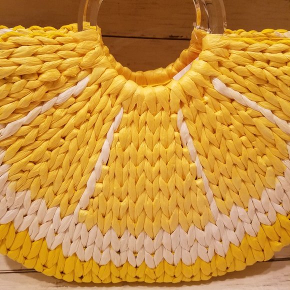 NWT KATE SPADE PICNIC PERFECT LEMON TOTE WICKER - Picture 7 of 12